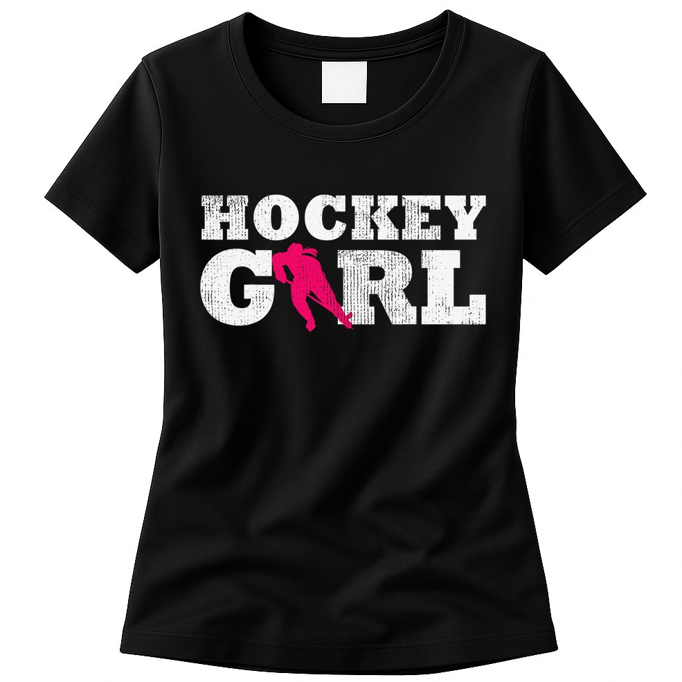 Field Hockey  Player Silhouette Sport Gift Womens T-Shirt