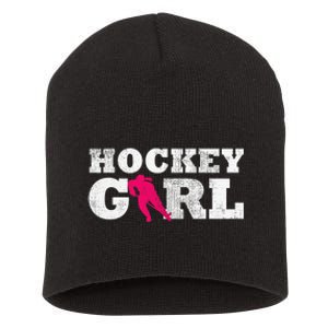 Field Hockey  Player Silhouette Sport Gift Short Acrylic Beanie