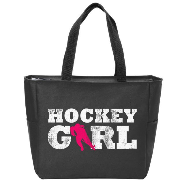 Field Hockey  Player Silhouette Sport Gift Zip Tote Bag