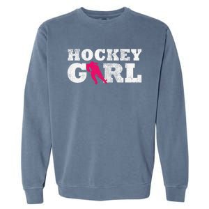 Field Hockey  Player Silhouette Sport Gift Garment-Dyed Sweatshirt