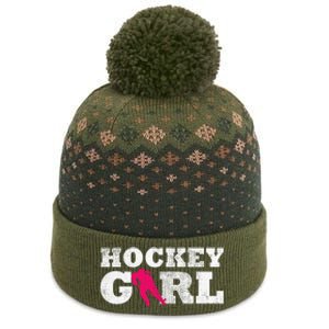 Field Hockey  Player Silhouette Sport Gift The Baniff Cuffed Pom Beanie