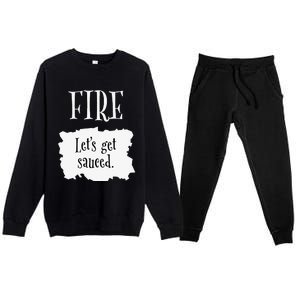 Fire Hot Packet Halloween Taco Lets Get Sauced Costume Premium Crewneck Sweatsuit Set