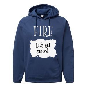 Fire Hot Packet Halloween Taco Lets Get Sauced Costume Performance Fleece Hoodie