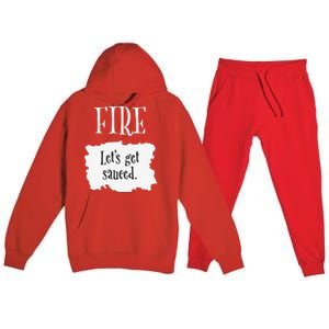 Fire Hot Packet Halloween Taco Lets Get Sauced Costume Premium Hooded Sweatsuit Set