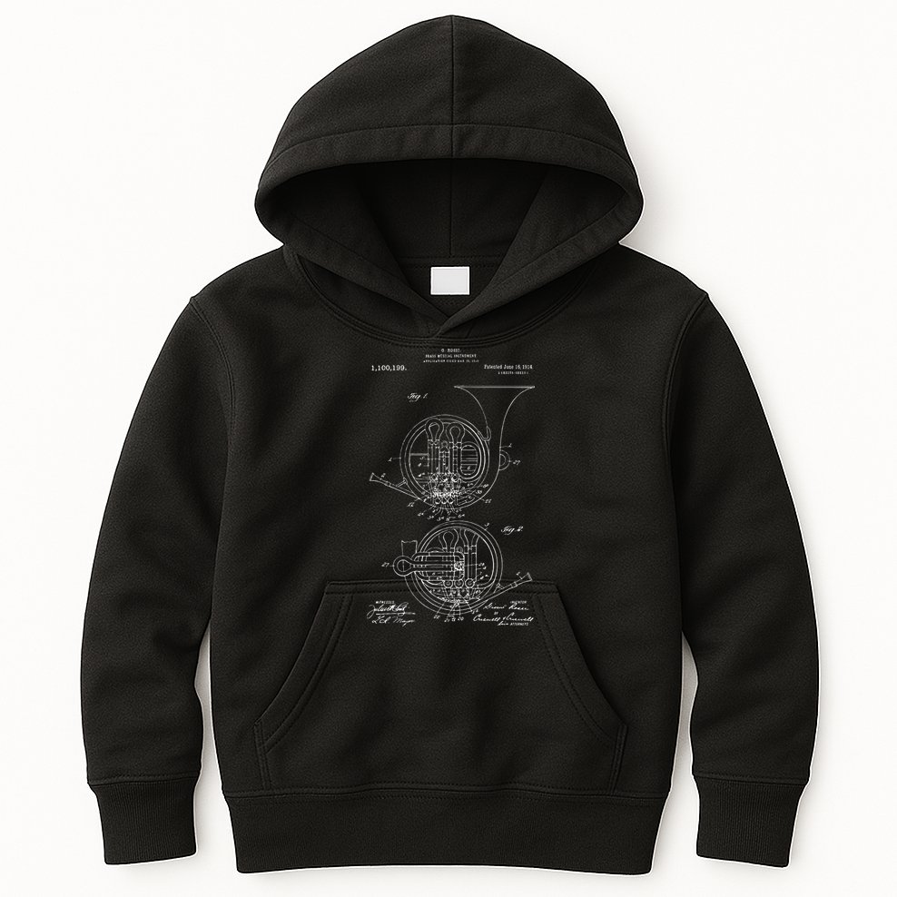 French Horn Patent French Horn Player Gift Kids Hoodie