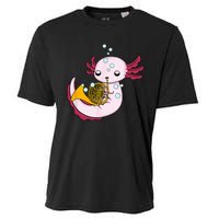 French Horn Player Kids Axolotl Big Band French Horn Cooling Performance Crew T-Shirt