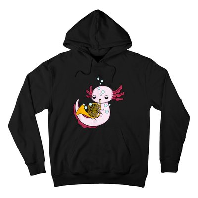 French Horn Player Kids Axolotl Big Band French Horn Hoodie