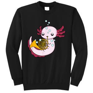 French Horn Player Kids Axolotl Big Band French Horn Sweatshirt