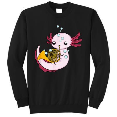 French Horn Player Kids Axolotl Big Band French Horn Sweatshirt