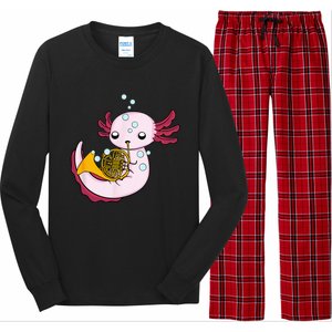 French Horn Player Kids Axolotl Big Band French Horn Long Sleeve Pajama Set