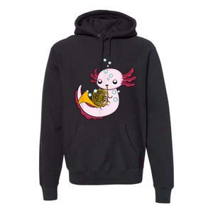 French Horn Player Kids Axolotl Big Band French Horn Premium Hoodie