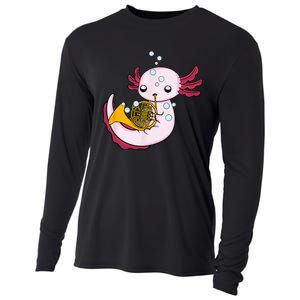 French Horn Player Kids Axolotl Big Band French Horn Cooling Performance Long Sleeve Crew