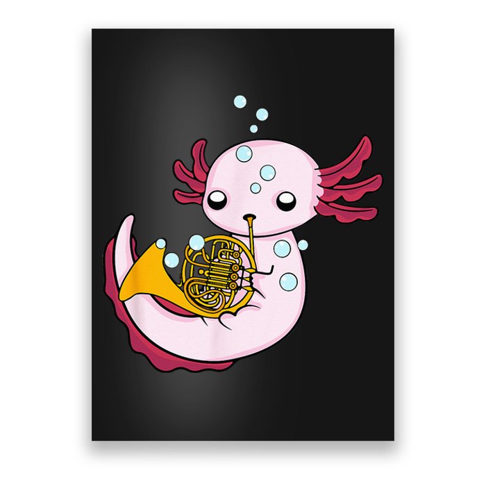 French Horn Player Kids Axolotl Big Band French Horn Poster