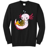 French Horn Player Kids Axolotl Big Band French Horn Tall Sweatshirt