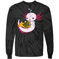 French Horn Player Kids Axolotl Big Band French Horn Tie-Dye Long Sleeve Shirt