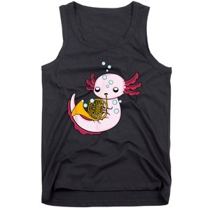 French Horn Player Kids Axolotl Big Band French Horn Tank Top