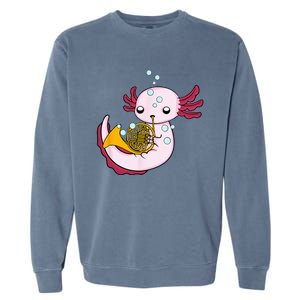 French Horn Player Kids Axolotl Big Band French Horn Garment-Dyed Sweatshirt