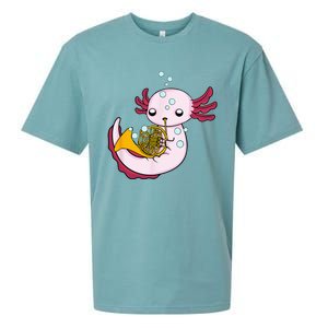 French Horn Player Kids Axolotl Big Band French Horn Sueded Cloud Jersey T-Shirt