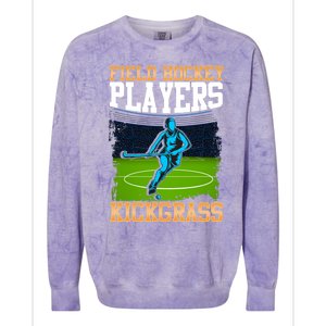 Field Hockey Players Kick Grass Game Day Hockey Stick Gift Colorblast Crewneck Sweatshirt