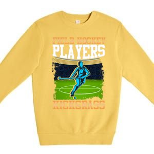 Field Hockey Players Kick Grass Game Day Hockey Stick Gift Premium Crewneck Sweatshirt