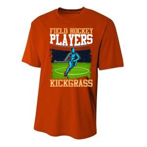 Field Hockey Players Kick Grass Game Day Hockey Stick Gift Performance Sprint T-Shirt