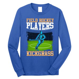 Field Hockey Players Kick Grass Game Day Hockey Stick Gift Long Sleeve Shirt