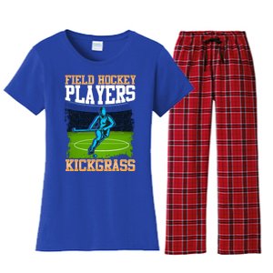 Field Hockey Players Kick Grass Game Day Hockey Stick Gift Women's Flannel Pajama Set