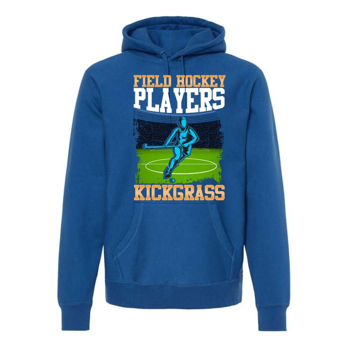 Field Hockey Players Kick Grass Game Day Hockey Stick Gift Premium Hoodie