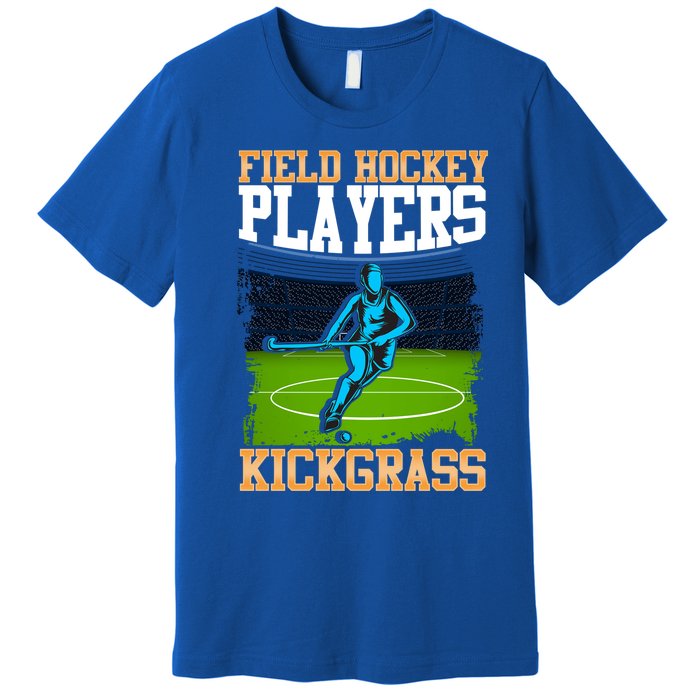 Field Hockey Players Kick Grass Game Day Hockey Stick Gift Premium T-Shirt