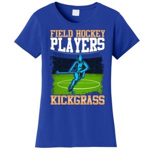 Field Hockey Players Kick Grass Game Day Hockey Stick Gift Women's T-Shirt