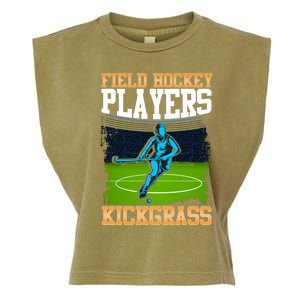 Field Hockey Players Kick Grass Game Day Hockey Stick Gift Garment-Dyed Women's Muscle Tee