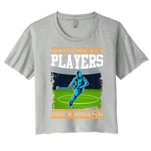 Field Hockey Players Kick Grass Game Day Hockey Stick Gift Women's Crop Top Tee