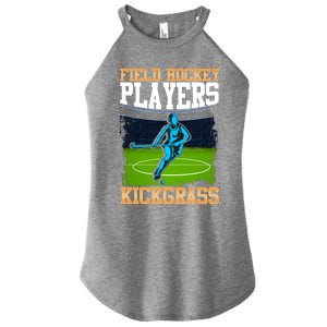 Field Hockey Players Kick Grass Game Day Hockey Stick Gift Women's Perfect Tri Rocker Tank