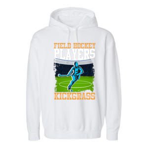 Field Hockey Players Kick Grass Game Day Hockey Stick Gift Garment-Dyed Fleece Hoodie