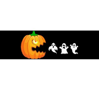 Funny Halloween Pumpkin Eating Ghost Gamer Bumper Sticker