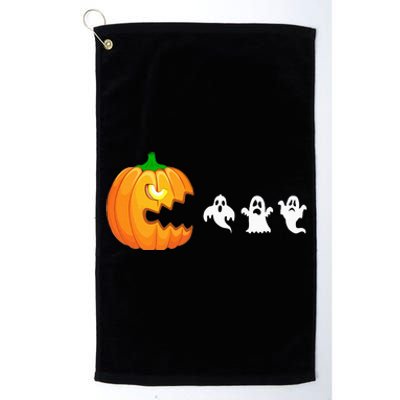 Funny Halloween Pumpkin Eating Ghost Gamer Platinum Collection Golf Towel