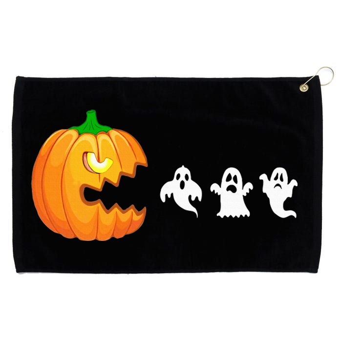 Funny Halloween Pumpkin Eating Ghost Gamer Grommeted Golf Towel