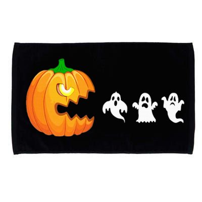 Funny Halloween Pumpkin Eating Ghost Gamer Microfiber Hand Towel