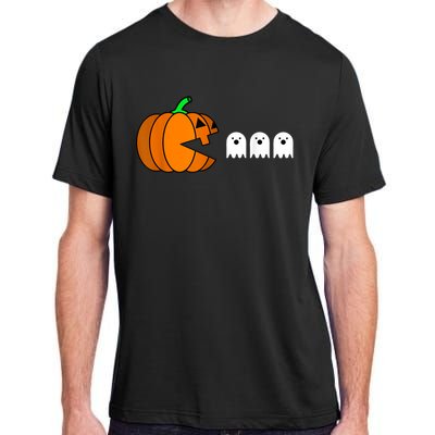 Funny Halloween Pumpkin Eating Ghost Gamer Adult ChromaSoft Performance T-Shirt