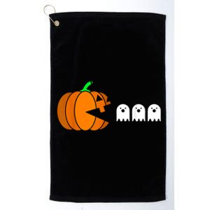 Funny Halloween Pumpkin Eating Ghost Gamer Platinum Collection Golf Towel