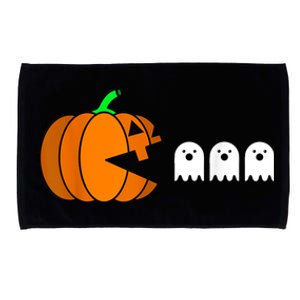 Funny Halloween Pumpkin Eating Ghost Gamer Microfiber Hand Towel