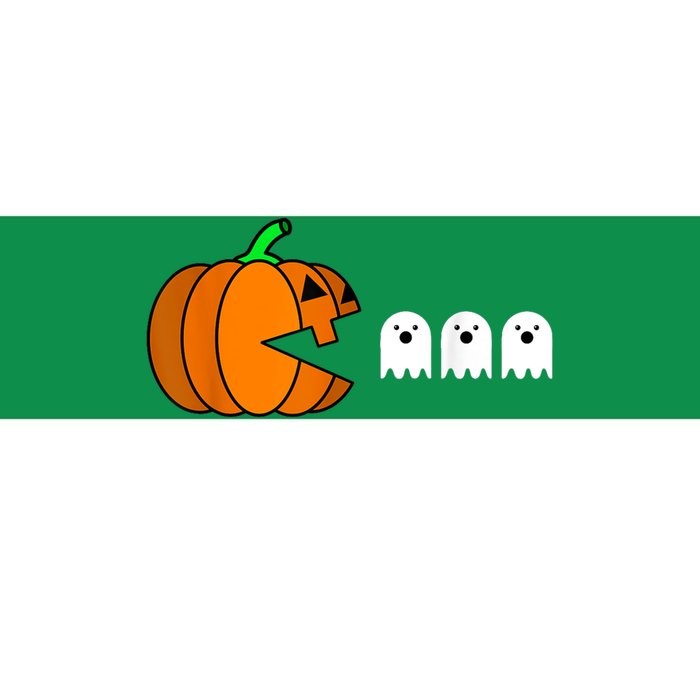 Funny Halloween Pumpkin Eating Ghost Gamer Bumper Sticker