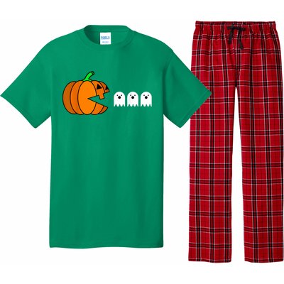 Funny Halloween Pumpkin Eating Ghost Gamer Pajama Set