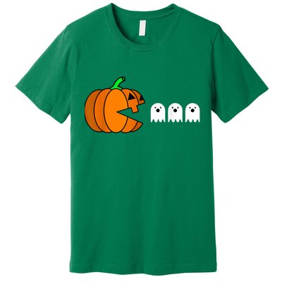 Funny Halloween Pumpkin Eating Ghost Gamer Premium T-Shirt