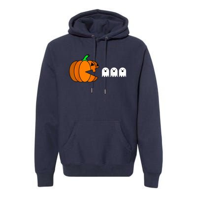 Funny Halloween Pumpkin Eating Ghost Gamer Premium Hoodie