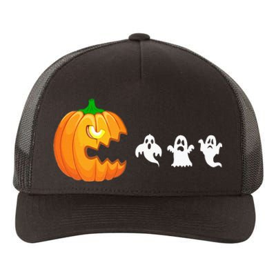 Funny Halloween Pumpkin Eating Ghost Gamer Yupoong Adult 5-Panel Trucker Hat