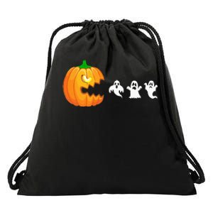 Funny Halloween Pumpkin Eating Ghost Gamer Drawstring Bag