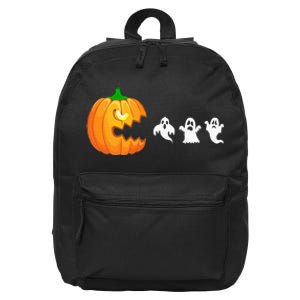 Funny Halloween Pumpkin Eating Ghost Gamer 16 in Basic Backpack