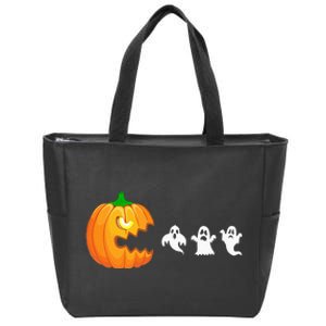 Funny Halloween Pumpkin Eating Ghost Gamer Zip Tote Bag