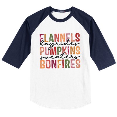 Flannels Hayrides Pumpkin Pumpkin Spice Season Baseball Sleeve Shirt